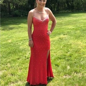 jovani red prom gown